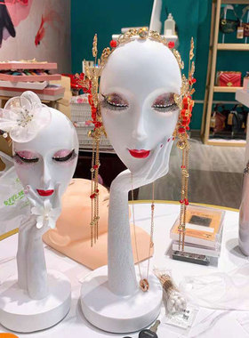 人脸面具艺术品摆件美睫美甲店美容院展示客厅酒柜玄关头像装饰品