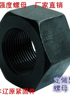 高强度螺母 外六角螺丝帽 发黑螺母 加大螺母45#钢螺母M6-M120