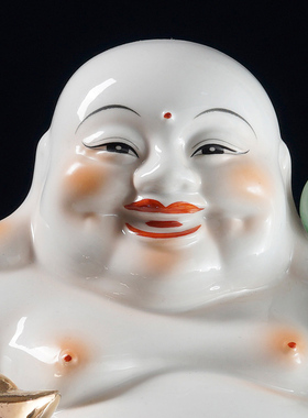 吉祥佛阁创意陶瓷大肚弥勒佛供奉佛像招财笑佛Q客厅摆件摆设工艺