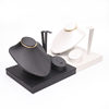 Hooked brushed leather open jewelry stand