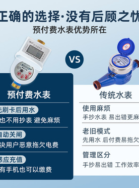 宁波智能IC卡预付费水表全铜防水出租房家用自来水表DN15 20水表