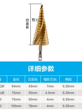 六角柄宝塔钻头阶梯钻多功能倒角钻台阶钻高速钢工业级扩孔器