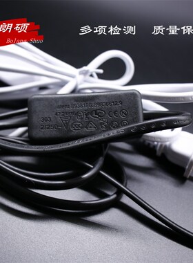 303高品质LED灯国标两脚纯铜电源线两芯家用带开关按钮灯条插头线