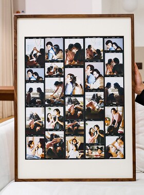 榫卯实木相框拍立得照片定制diy黑色复古相框婚纱照打印装裱高级