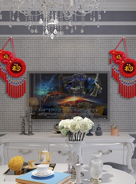 中国结葫芦挂饰客厅门上桃木福字装饰玄关挂饰春节吉祥电视背景墙