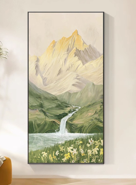 日照金山/玄关diy数字油画填充填色入户过道竖版挂画风景手绘画画