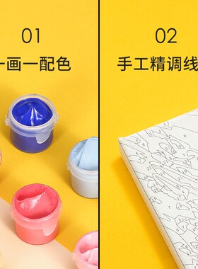 自油自画 数字油画diy 手绘填充油彩画手工填色涂色 少年与星月夜