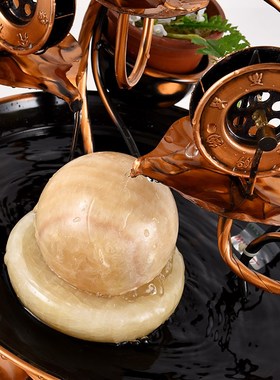 创意招财纯铜流水客厅办公室装饰摆件桌面循环水新中式送礼品开业