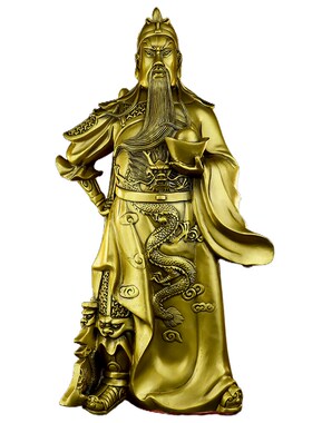 铜关公像摆件纯铜武财神家用供奉客厅店铺家居饰品关二爷开业礼品
