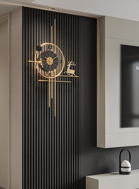 2026新款挂钟客厅钟表创意网红餐厅卧室静音时钟木格栅装饰石英钟