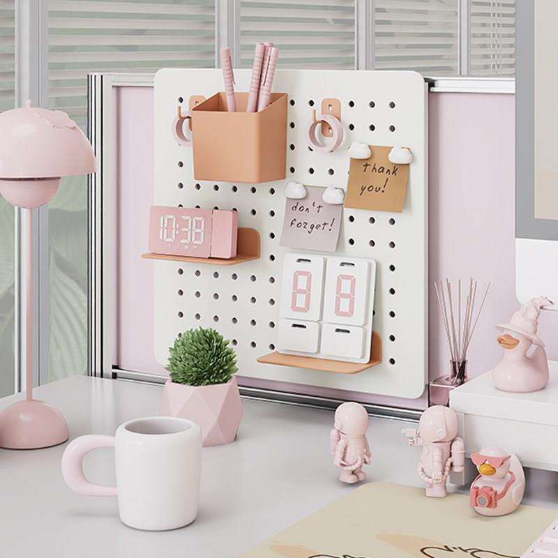 Girls' workstation hole board desk punch-free storage rack screen hanging office transformation artifact storage