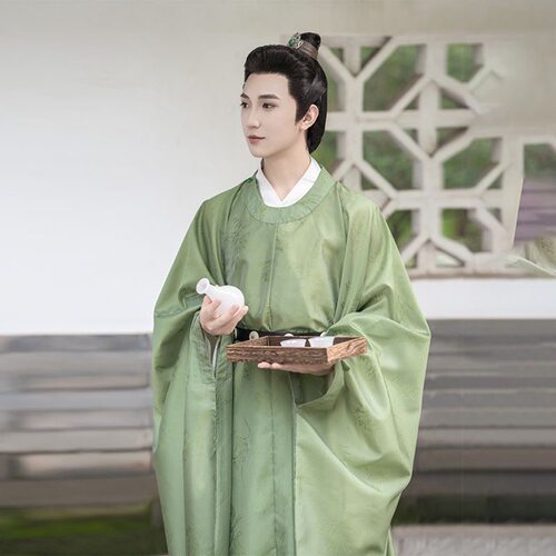 2026新款大明明制汉服男装改良日常圆领袍长衫男女同款平摆圆领袍 - 图0