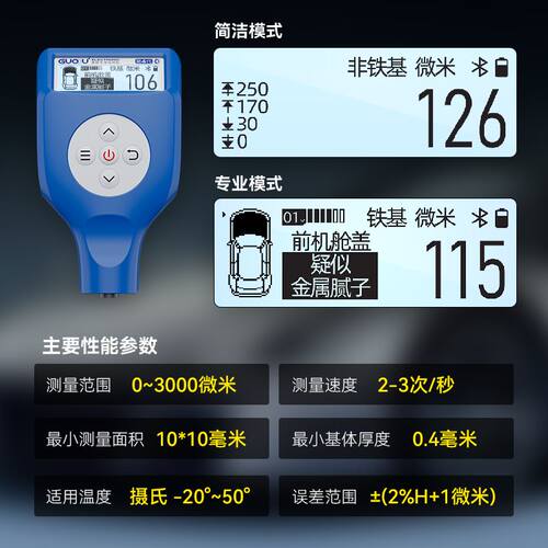 果欧四代漆膜仪高精度汽车漆面检测仪涂层测厚仪排雷王车商专用版 - 图0