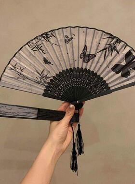 中式折叠扇子古风夏天汉服旗袍舞蹈扇随身便携拍照中国风蝴蝶折扇