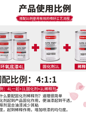 科迈迪2K汽车环氧灰色底漆划痕修复桶装油漆防锈涂料打底快干通用