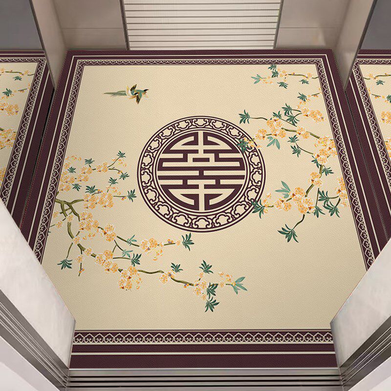 Elevator car floor mat leather wear-resistant commercial hotel anti-slip mat new Chinese style high-end leather custom carpet