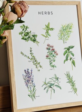北欧小众简约手绘风绿植花卉客厅卧室玄关组合装饰画艺术画芯定制