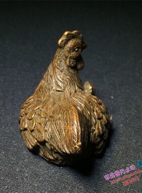 纯铜手工仿古实心紫铜茶宠小物件 团子鸡 茶道小摆件