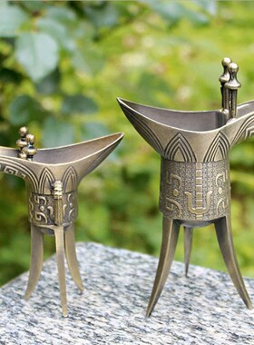 古风古代酒杯摄影拍照道具高脚杯仿古爵杯酒樽复古杯子酒觞中国风