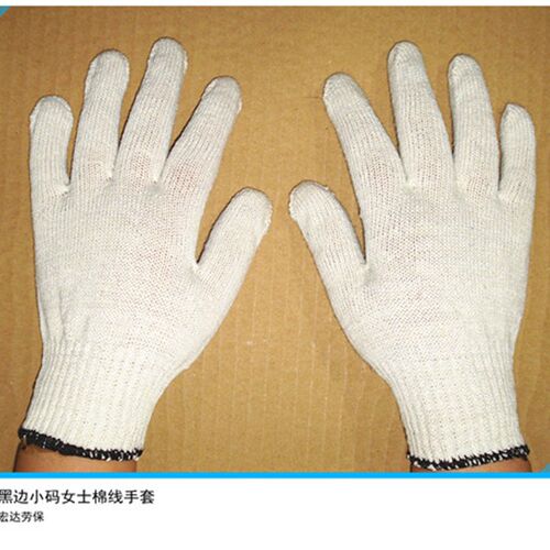 手套劳保耐磨棉线工作劳动工地加厚白女士纯棉防滑防护手套线手套 - 图1