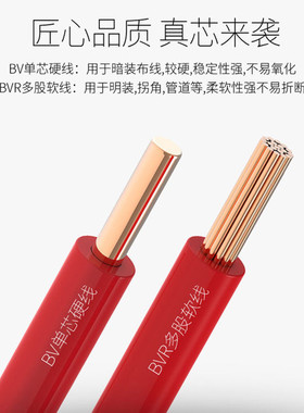 纯铜国标多股软铜线BVR1.5/2.5/4/6平方单芯接地铜芯软电线100米