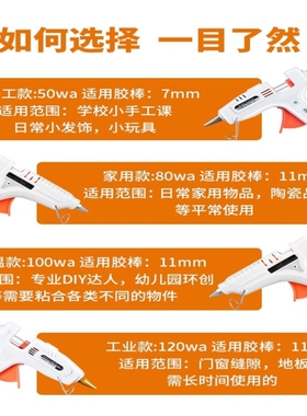 热熔胶枪手工家用制作工具胶条胶水电热强力熔胶棒7mm小号迷11mm