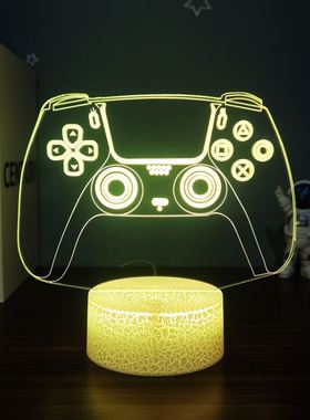 游戏手柄造型立体灯创意科技感桌面摆件 3D造型LED USB台灯