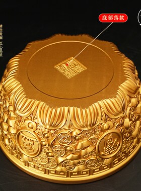 黄铜聚宝盆摆件黄铜日进s斗金米缸客厅财家用实心加厚铜盆铜缸大