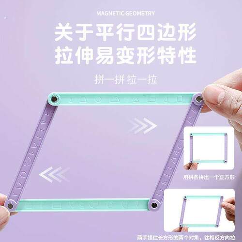 磁性几何演示器平行四边形多边形拼接条活动角二至四年级数学教具-图2