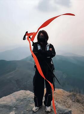 登山杖红丝带装饰飘带户外徒步爬山拍照出片道具旅游纪念超长红色