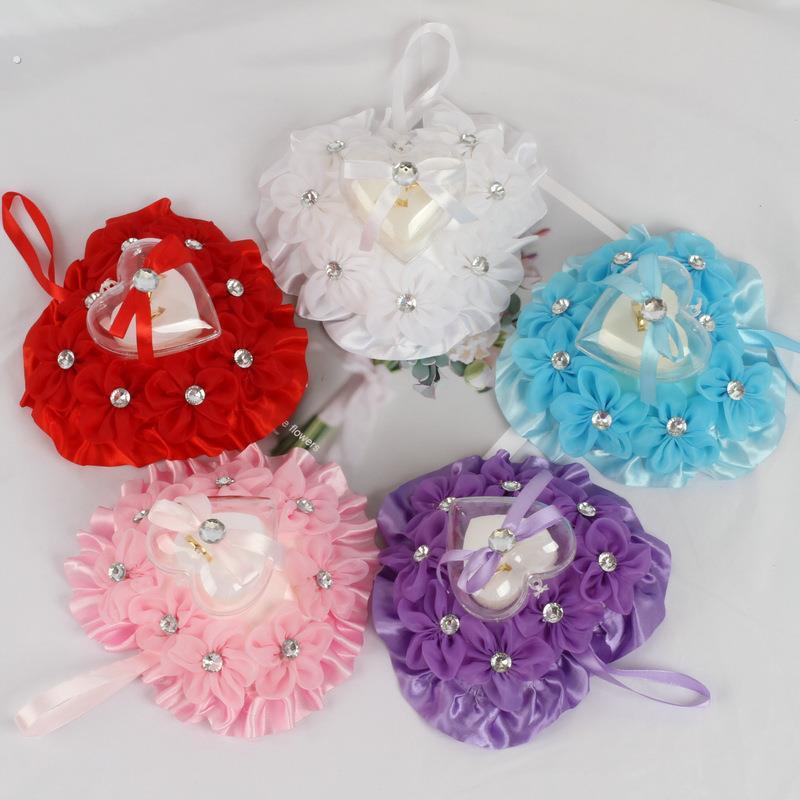 Wedding supplies ring pillow Western-style wedding props high-end silk yarn Western-style ring pillow bride wedding ring ring holder