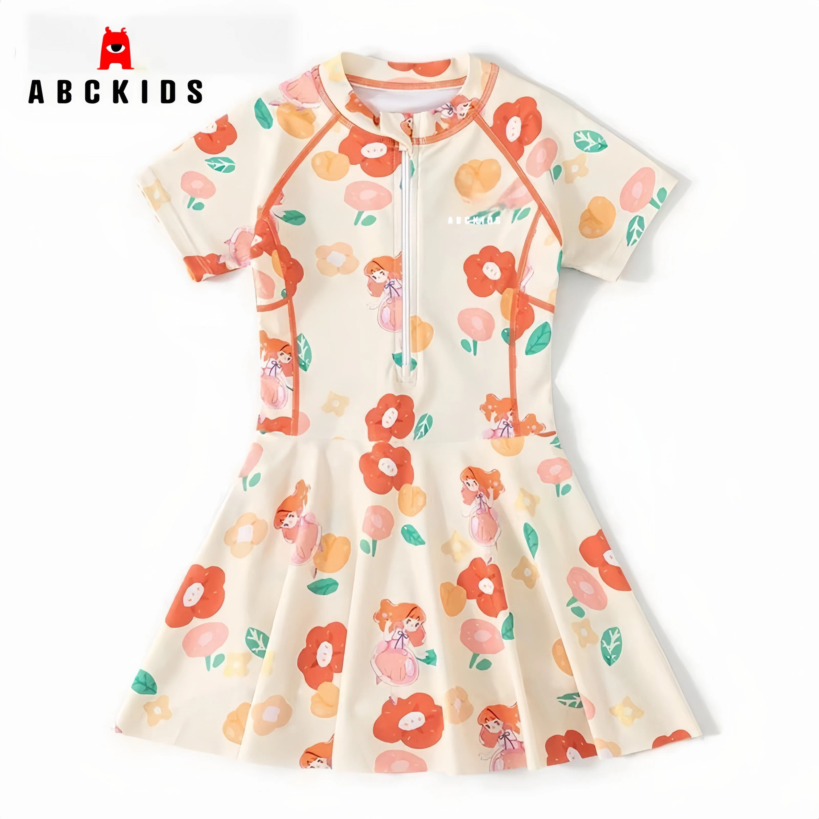 Abckids儿童泳装2026夏季新款时尚泳衣女中大童连体游泳裙子 Abckids儿童泳装2026夏季新款时尚泳衣女中大童连体游泳裙子