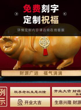 彩铜猪存钱罐金钱福猪生肖猪储蓄罐存钱猪摆件微笑母猪装饰品
