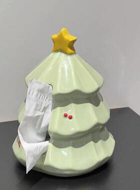 创意圣诞树纸巾盒家用客厅餐厅高档陶瓷桌面抽纸盒新款卷纸收纳盒