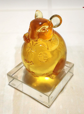 琉璃生肖工艺品刻字纪念品客厅博古架酒柜装饰品玄关可爱老鼠摆件