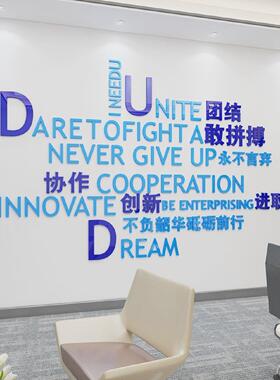 团队励志标语贴办公室墙面装饰品电商公司企业文化墙背景氛围布置