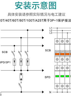 SPD 浪涌后备保护器 SCB保护装置 电涌后备保护器100KA浪涌保护器