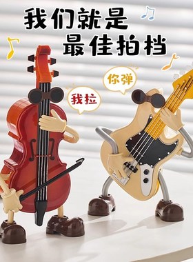 创意吉他八音盒音乐盒桌面儿童房装饰摆件书柜高级感生日礼物男孩