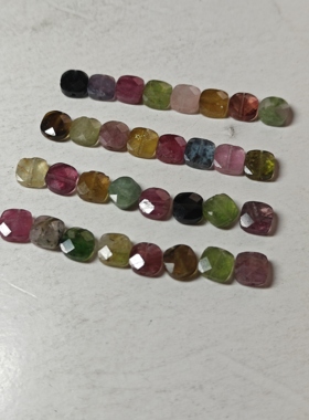 天然彩色碧玺方片里面有瑕疵介意慎拍钻石6*6一组8颗随机彩色一组