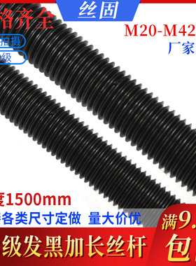 高强度加长丝杆螺杆全牙牙条通丝8.8级螺纹杆牙黑M16M20M24M30M42