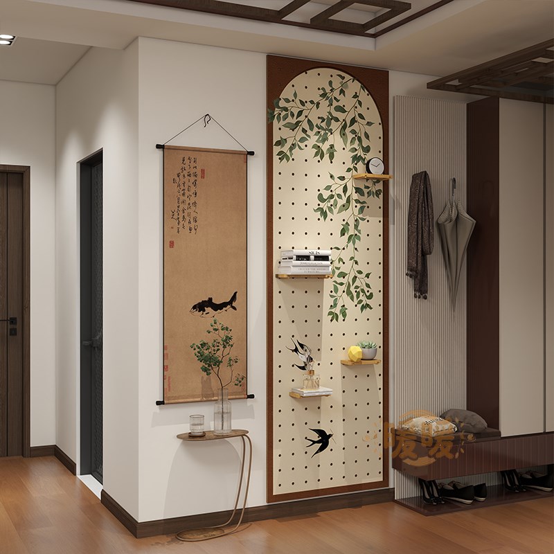 Hole board storage rack entry entrance wabi-sabi wind tunnel board solid wood hole board shape wall wooden hole board