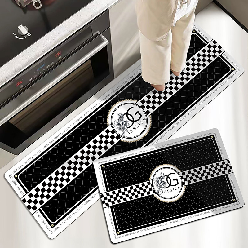 High-end retro kitchen special floor mats, water-absorbent diatom mud, household anti-slip and anti-fall customizable dirt-resistant floor mats and carpets