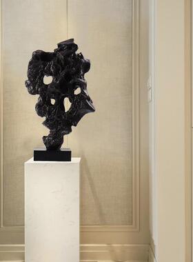 抽象新中式石头太湖石雕塑摆件艺术酒店售楼处客厅玄关软装饰品