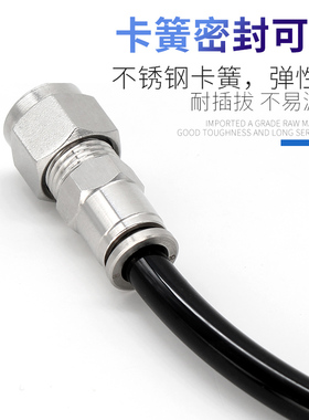 304/316不锈钢卡套钢管PU气管快速连接气动快插软管复合接头PZ