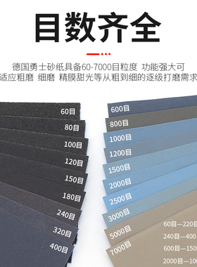 勇士砂纸抛光超细打磨水磨水砂纸磨砂沙纸砂布砂纸片细60-7000目