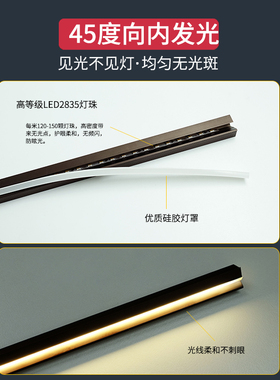 酒柜灯带嵌入式线条灯橱柜灯衣柜感应灯45度led灯条层板灯带斜光