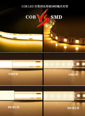 COB灯带24V自粘超亮超薄铝槽低压LED软灯条线条灯橱柜酒柜线形灯