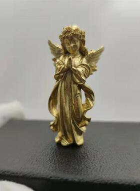 黄铜迷你摆件小天使项链祈祷天使翅膀守护爱神丘比特袖珍金属吊坠