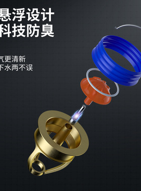 倍力曼地漏防臭器卫生间全铜下水道防臭盖厕所防臭神器反味防虫芯