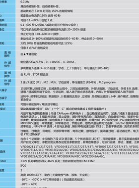 台达变频器VFD-E系列0.4KW/0.75/1.5/2.2/3.7/5.5/7.5KW220V380V